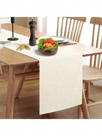 纯象牙白色桌布，厚实的农舍桌旗，梳妆台围巾，乡村风格桌面装饰，适用于厨房、餐厅、卧室、客厅、室内和室外，尺寸：13 英寸 X 35 英寸、13 英寸 X 47 英寸、13 英寸 X 72 英寸、13 英寸 X 90 英寸、13 英寸 X 108 英寸