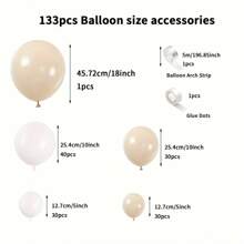133pcs Wedding & Party Balloons Arch & Decor Kit - Cream & Champagne - Heart Shape Design, Suitable For Engagement, Valentine's Day, Mother's Day - Princess Theme, No Electricity Required