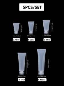 5件/套空透明塑料化妆品管可再填充旅行样品容器，适用于洗涤剂、洗面奶、护手霜 - 無色 - 查看 2