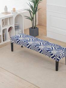 1 件印花弹力钢琴凳座套，可水洗家用换鞋凳椅套