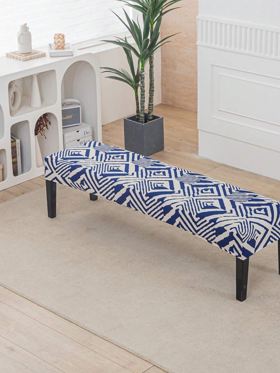 1 件印花弹力钢琴凳座套，可水洗家用换鞋凳椅套