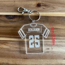 Portachiavi personalizzato con maglia da basket/hockey/calcio/football, regalo per squadra di basket/hockey/calcio/football, portachiavi personalizzato per basket/hockey/calcio/football, etichetta per borsa da basket/hockey/calcio/football, regalo per la notte dei senior, regalo di fine stagione, regalo per appassionati di sport, regalo per lei/lui, regalo di compleanno, regalo per fidanzata/fidanzato, delicata romantica, grazia invernale - Portachiavi in maglia trasparente - Visualizzare 6