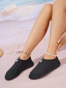 1cm Thick Sole Unisex Solid Color Beach Sport Fashion Aqua Shoes, TPR(Thermoplastic Rubber) Material, Suitable For Hiking, Water Activities, Gym, Beach, Wedding, Party, Office, All Season