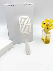1pc Small Portable Hollow Comb In Beige Color, Suitable For Home Travel And Both Dry And Wet Use, - Beige - View 4