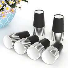 24/48 Stücke Pappbecher, 9oz Einweg-Kaffeetassen und Teebecherför heiße und kalte Getränke, Geburtstags-,Hochzeits-,Party,- und Feiertagszubehör für Picknicks, geeignet für Restaurants, Foodtrucks, Küchen, Büros, Schwarz