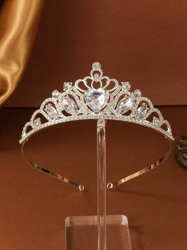 1 peça/coroa de noiva de liga prateada brilhante com strass para mulheres, faixa de cabelo, adequada para uso diário de meninas, banquetes de primeiro aniversário, casamentos, festas e como um pequeno presente para melhores amigas