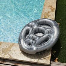 1pc Portable Inflatable PVC Water Ice Bar, Party Floating Drink Holder, Porous Coaster Tray For Summer Pool Supplies - Grey - View 6