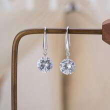 Pendientes de gota con diamante de circonita y diseño asimétrico, de plata esterlina 925, versátiles y de alta gama