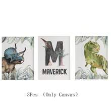 Custom Canvas Wall Art - Personalized Dinosaur Wall Art, Boys Room Decor, Set Of 3 Prints, Custom Name Poster, Dinosaur Print, Nursery Wall Art, Dinosaur Decor Frameless, High Quality Material, Unique Gift Idea Gifts Birthday Graduation Optional Frame,Graphic Print - Multicolor - View 15