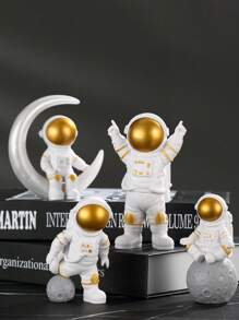 Astronaut Model Figurine Set, Home Decor Craft Desk Ornament, Spacecraft Spaceman Toy, Birthday Gift
