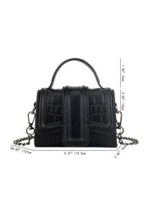 1pc Mini Fashion Crocodile Pattern Handbag With Detachable Shoulder Strap Chain , Small Bags - Black - View 11