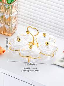 1pc Heart-Shaped Compartment Tray, Fruit Bowl, Candy/Snack/Dessert Plate, Serving Dish For Home/Living Room, Modern Melon Seeds/Dried Fruit Storage Box
