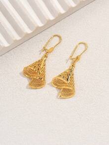 1 对 18K 镀金经典百搭通勤优雅精致几何吊坠耳环女士 - B - 查看 4