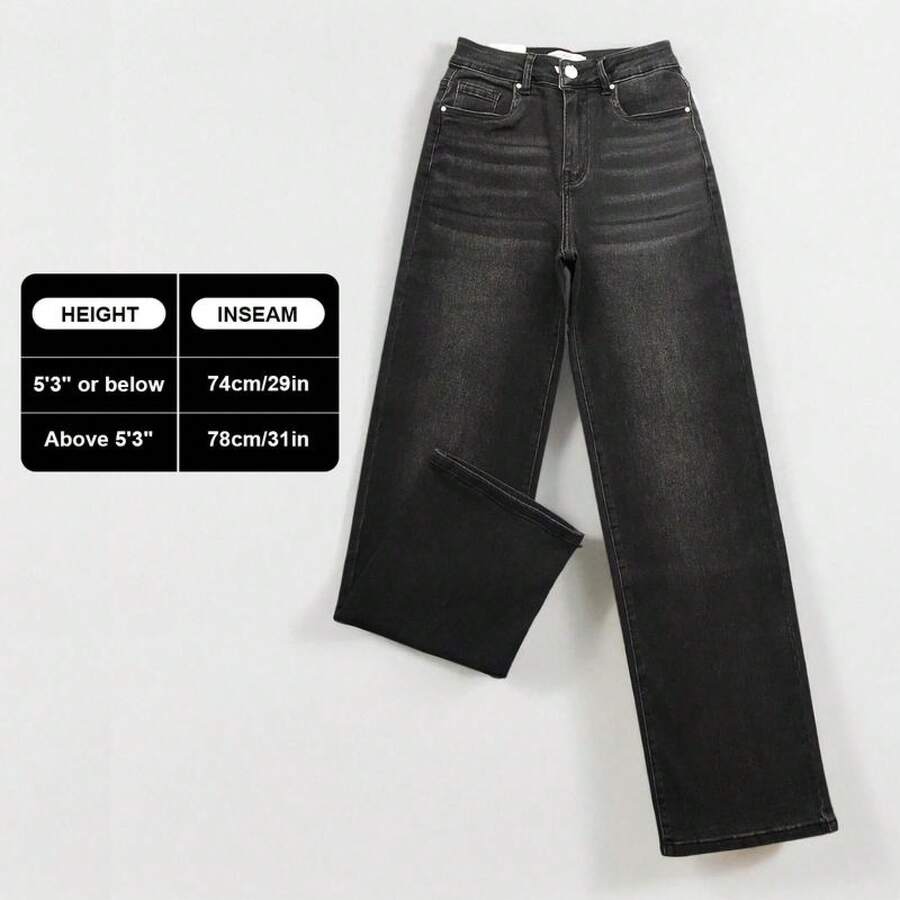 KatchMe Women's Minimalist High Waist Denim Stretch Wide Leg Jeans, Multi-Pocket Denim Trousers For Women, Classic Women's Pants, Street Womenswear - 木炭 - 查看 1