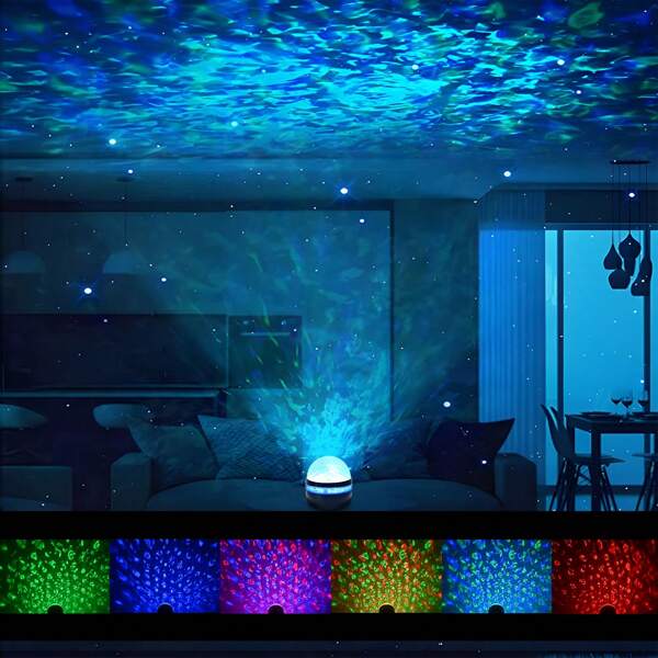 LED Water Wave Projector, Ocean Wave & Starry Sky Projection Light - Romantic Bedroom Decor, Party Decoration, Christmas Gift, Valentine's Gift, Wedding & Birthday Party