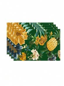 1/4 pièces Dessous de plat en lin bohème coloré, accessoires de cuisine à motif floral, dessous de plat élégants résistants à la pollution, conviennent pour la maison, la salle à manger, la décoration de restaurant