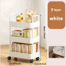1pc 2/3/4 Layer Trolley Storage Rack, Bedroom Storage Rack, Family Kitchen Mobile Storage Rack, Multi-Layer Trolley Shelf Easy To Assemble, And Movable Tires, Which Can Be Used As Multifunctional Storage Cabinets, Tire Hooks, Kitchen Vegetables, Bathroom Clothes, Study Books And Living Room Snacks.