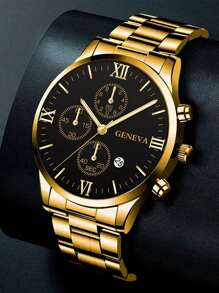 8-Piece Men's Quartz Watch Set, + Ring + Cross + Bracelet Set