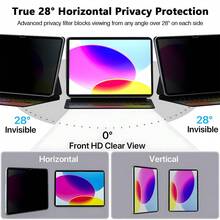 BOLLYMORE واقي شاشة خصوصية عالي الدقة، متوافق مع آيباد برو/إير/ميني (7.9-12.9 بوصة): درع خصوصية يمين ويسار، مناسب للمكتب والتنقل والأماكن العامة (طبقة مضادة للبصمات، طقم تنظيف مضمن، متوافق مع غطاء واقي)، زجاج مقاوم للماء وللصدمات ومقاوم للخدش، تغطية كاملة - الأسود - مشاهدة 5