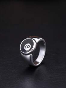 1 Peça Anel Masculino Decorativo Estiloso com Design de Letra 8 em Zircônia Cúbica, Adequado para Uso Diário - Prata - Visão 4