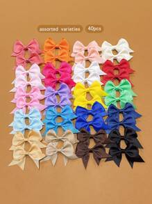 40pcs Random Colors Cute Bow Hairclips For Daily Use