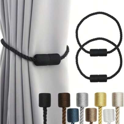 2 szt. Mocne magnetyczne opaski do zasłon, ręcznie tkane boczne opaski do zasłon, wyjątkowe i eleganckie dekoracyjne uchwyty na zasłony, odpowiednie do domu, biura i okien zewnętrznych