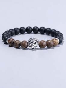 1件时尚流行的男士狮头装饰串珠手链，时尚饰品，适合送给丈夫、父亲和挚爱的家人 - 彩色 - 查看 10