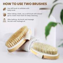 C POPCHOSE Dry Brushing Body Brush, Natural Bristle Dry Skin Exfoliating Brush Body Scrub For Flawless Skin, Cellulite Reduction, Lymphatic Drainage And Blood Circulation Improvement - 2 Count (PP+Boar Bristles) - View 5