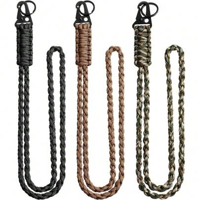 Heavy Duty Paracord Lanyard Keychain 7-Core Neck Lanyard Outdoor Necklace Keychain Lanyard Woven Metal Clip Keyring