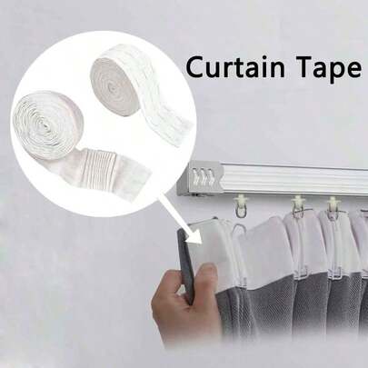 10Meters/10.9Yards Pleat Curtain Header Tape Detachable Curtain Header Tape For Light Curtains Window Curtain Door Curtain And Shower Curtain Heading Deep Pinch Pleat White Tape