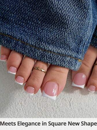 150Pcs Short Square Press On Toenails,Pink French Tip Soft Gel Nail Tips,Used As False Nails For DIY,Simple And Versatile Style In 15 Sizes Suitable For Women