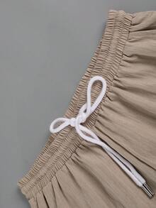 Bộ 2 áo thun polo tay ngắn cổ bẻ vải nhăn thường ngày cho nam kèm quần rút eo, đa năng cho ăn uống, tụ tập, đi nghỉ, ở nhà, văn phòng, quà tặng tuyệt vời cho bạn trai hoặc chồng, trang phục mùa xuân/hè ấm áp - Màu be - Xem 8