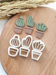 6Pcs Polymer Clay Cutters Cactus, Boho Clay Earring Cutters, Spring Clay Cutters Kits, Polymer Clay Tools For Clay Jewelry Making - CactusCutter - View 1