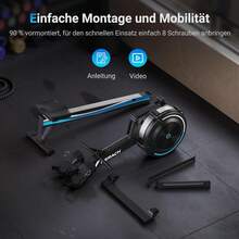 MERACH Rowing Machine With Air Resistance For Home, 10 Levels Adjustable With Exclusive App, Professional Indoor Rowing Machine, Ergonomic Comfortable Seat, Easy Storage