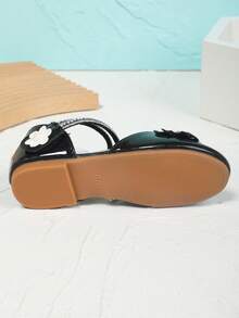 New Rhinestone Ribbons Knitted Flowers Ballet Shoes For Girls - Black - View 7