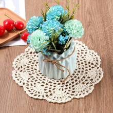 2/4 Peças Toalhinhas de Crochê Vintage Redondas de 8 Polegadas, Rendas de Tapete de Mesa Tricotadas, Conjunto de Toalha de Mesa Artesanal, Bordas Caneladas para Decoração Diária Doméstica, Decoração de Mesa para Casamento e Feriados