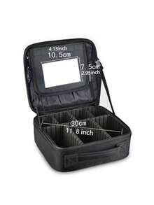 Bolsa de maquillaje con espejo, estuche de cosméticos de viaje con caja y luz, organizador portátil de artista para maquillaje con divisores ajustables, organizador de brochas de maquillaje, impermeable, de PU, adecuado para regalos de cumpleaños o festividades de chicas, damas, maestras, madres, novias - Multicolor - Ver 14