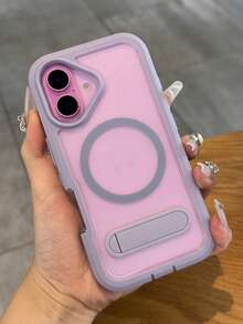 豪华折叠支架磁力装甲手机壳适用于 16 15 14 13 12 11 Pro Max Plus 防震混合 PC 军用级保护套防水防摔防刮