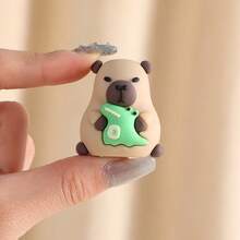 1pc Soft Rubber Kapi Bala Creative Shaped Pencil Sharpener, Cute Cartoon Silicone Pencil Sharpener - Multicolor - View 3