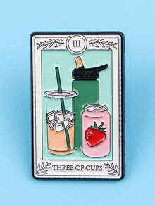 1 件提醒塔罗牌珐琅别针插图胸针松针翻领别针徽章背包衣服配饰时尚珠宝礼物 - 彩色 - 查看 5