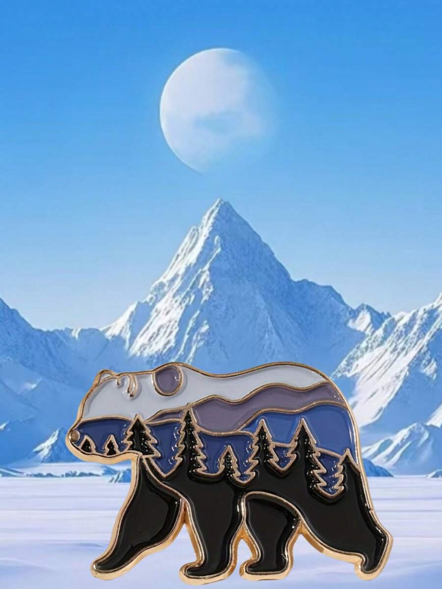 1pc Minimalist Blue Polar Bear Badge Accessory, Jewelry Decor Suitable For Men And Women Clothing, Bag Decoration - Blue - View 1