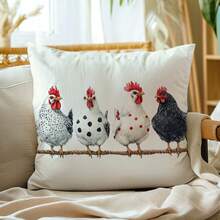 1 件极简主义农场黑白波尔卡圆点小鸡抱枕套，单面柔软毛绒面料，45 * 45 厘米/18 * 18 英寸，装饰靠垫套适用于房间、现代沙发、派对、礼物 - 彩色 - 查看 1