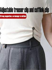 Adjustable Magnetic Pants Clips & Cuff Clips - Alloy, Detachable Hem Clasps, Suitable For Pants And T-Shirts, Seamless Tight Fastening Accessories, Waist Belt Tightener