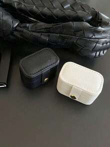 1pc Compact Portable Travel Minimalist Leather Jewelry Box, Ring, Necklace, Earring Storage Case, Display Gift Box - Multicolor - View 5