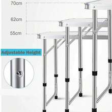 Royalswill Aluminum Foldable Table 120cm W/3-Level Height & Handle, Portable 4ft Camping Desk For Indoor/Outdoor - White - View 4