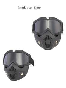 1pc Vintage Motorcycle Helmet Windshield Dustproof Goggles Mask Shield For Riding Or Off-Roading Glasses - Black - View 5