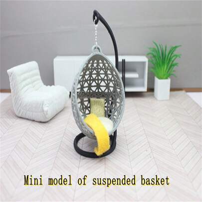 1:30/1:20/1:12 Dollhouse Hanging Basket Decor, Miniature Furniture Hanging Basket Ornaments, DIY Sandbox Model Material Hanging Chair Model, Slouchy Sofa Mini Model, Miniature Caterpillar Sofa, Doll House Hanging Basket Sofa, Doll House Furniture, Pretend Play Furniture