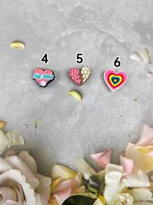 6pcs Set Pink Heart Cartoon Pattern Suitable For Sandals, Bracelet DIY Customization, Slippers, And Mobile Phone Decoration, Suitable For Beach Vacation, Birthday, Holiday Gifts
