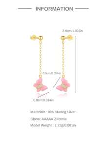 1 par de pendientes con diseño de mariposa con flecos y efecto goteo de plata de ley 925 para mujeres, para uso diario, boda, fiesta, compromiso, aniversario y Día de San Valentín