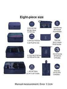 8-1PC Travel Clothes Organizer Set, Large Capacity Multi-Functional Packing Cubes With Zipper Closure, Handheld Travel Bag, Storage Bag, Mesh Bag, Cosmetic Bag, Shoe Bag, Bottle Sleeve, Drawstring Bag, Regular Bag, Luggage Bag, Underwear Organizer, Hospital Bag, Waterproof Toiletry Kit For Shirts, Underwear, Clothes, Cosmetics, Toiletries, Toothbrush And Toothpaste